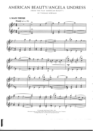 Movie Soundtracks (Temas de Filmes) American Beauty Angela Undress (American Beauty) score for Piano