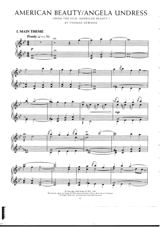 Movie Soundtracks (Temas de Filmes) American Beauty Angela Undress (American Beauty) score for Piano