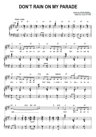 Movie Soundtracks (Temas de Filmes) Don´t Rain On My Parade score for Piano