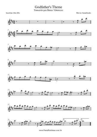 Movie Soundtracks (Temas de Filmes) Godfather´s Theme score for Alto Saxophone