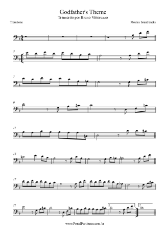 Movie Soundtracks (Temas de Filmes) Godfather´s Theme score for Trombone
