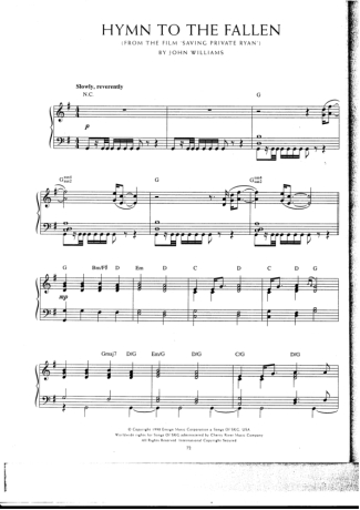 Movie Soundtracks (Temas de Filmes) Hymn To The Fallen (Saving Private Ryan) score for Piano