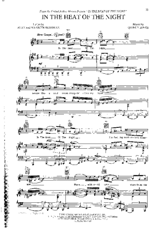 Movie Soundtracks (Temas de Filmes) In The Heat Of The Night score for Piano