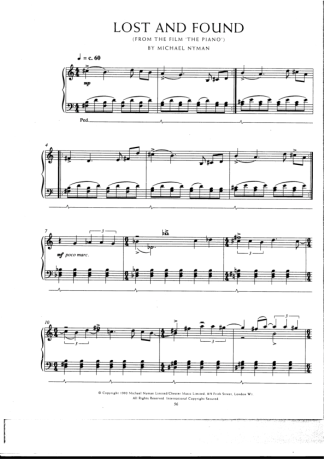 Movie Soundtracks (Temas de Filmes) Lost And Found (The Piano) score for Piano