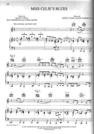 Movie Soundtracks (Temas de Filmes) Miss Celies Blues score for Piano