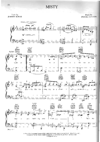 Movie Soundtracks (Temas de Filmes) Misty score for Piano