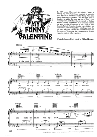 Movie Soundtracks (Temas de Filmes) My Funny Valentine score for Piano