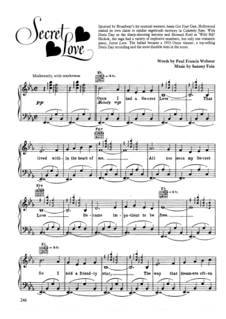 Movie Soundtracks (Temas de Filmes) Secret Love score for Piano
