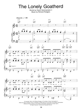Movie Soundtracks (Temas de Filmes) The Loenly Goatherd score for Piano
