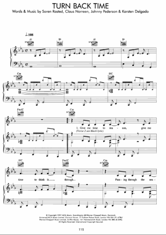 Movie Soundtracks (Temas de Filmes) Turn Back Time score for Piano