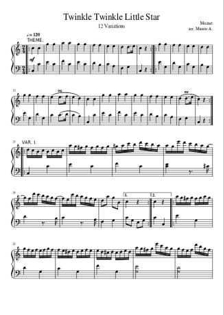 Mozart  score for Piano