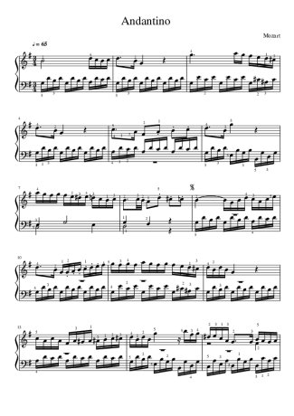 Mozart Andantino score for Piano