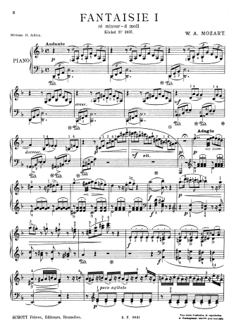 Mozart Fantasia In D Minor K385 score for Piano