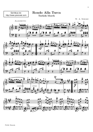 Mozart Marcha Turca score for Piano
