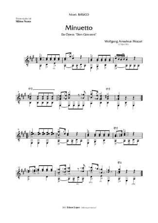 Mozart Minueto (da Ópera Don Giovanni) score for Acoustic Guitar