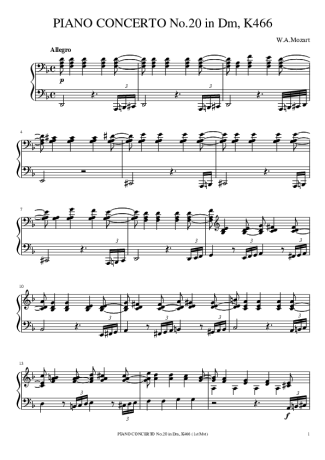 Mozart  score for Piano