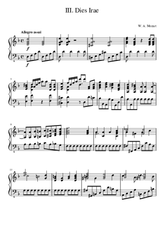 Mozart  score for Piano