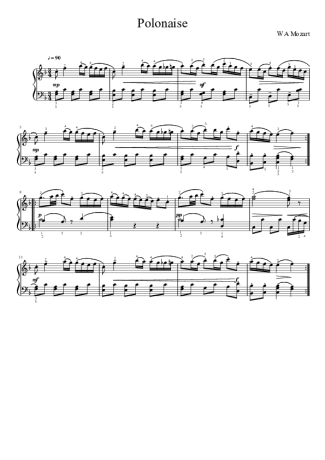 Mozart Polonaise score for Piano