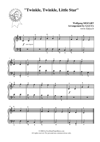 Mozart  score for Piano