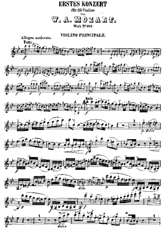 Mozart  score for Violin