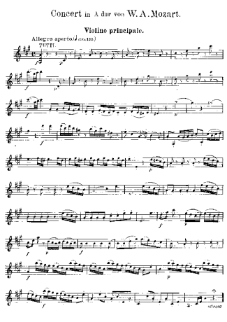 Mozart Violin Concerto No. 5 score for Violin