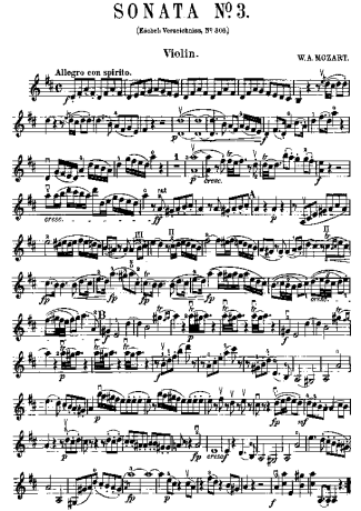 Mozart Violin Sonata 03 score for Violin