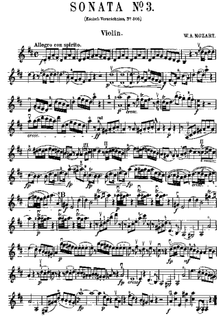 Mozart  score for Violin