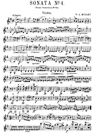 Mozart  score for Violin