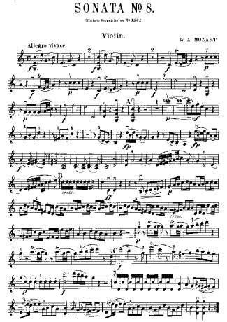 Mozart Violin Sonata 08 score for Violin