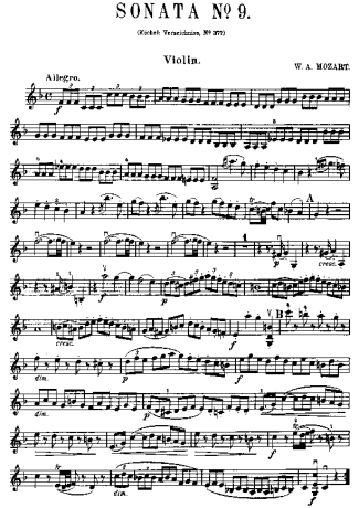Mozart Violin Sonata 09 score for Violin