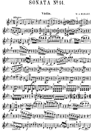 Mozart Violin Sonata 14 score for Violin
