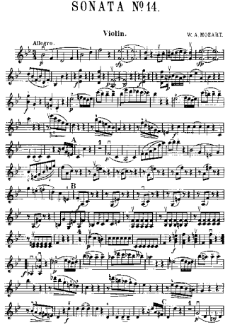 Mozart  score for Violin