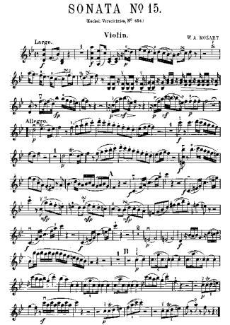 Mozart Violin Sonata 15 score for Violin