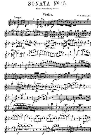 Mozart  score for Violin