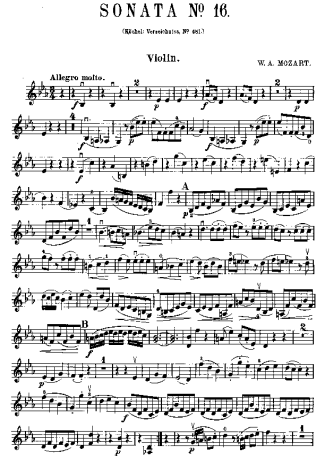 Mozart  score for Violin