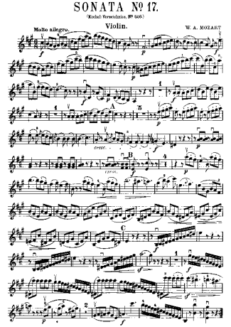 Mozart Violin Sonata 17 score for Violin