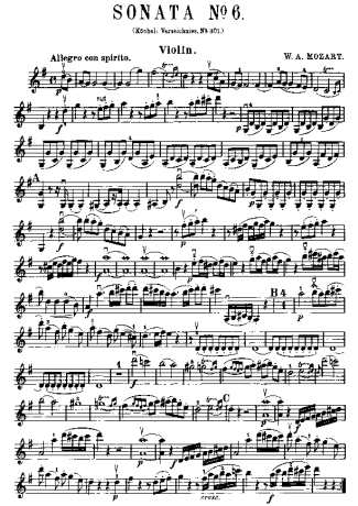 Mozart Violin Sonata 18 score for Violin