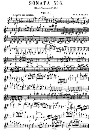 Mozart  score for Violin