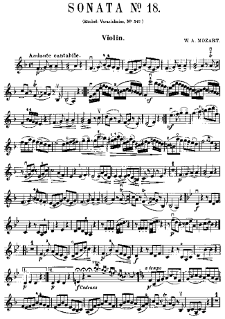 Mozart  score for Violin