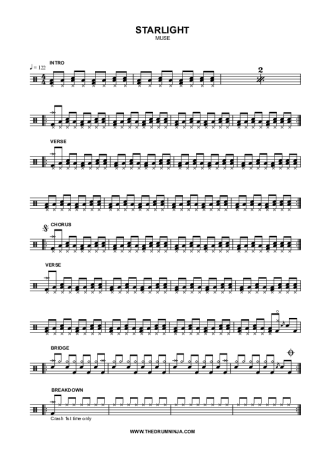 Muse Starlight score for Drums