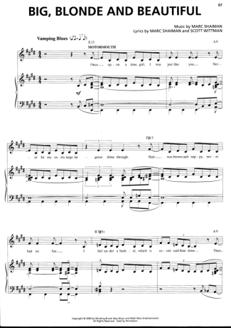 Musicals (Temas de Musicais) Big Blonde And Beautiful(Hairspray) score for Piano