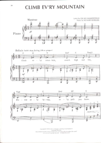 Musicals (Temas de Musicais) Climb Every Mountain (The Sound Of Music) score for Piano