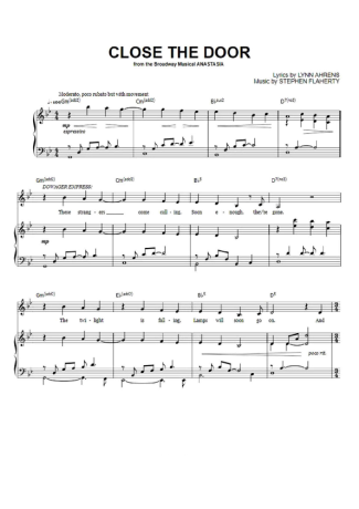 Musicals (Temas de Musicais) Close The Door score for Piano