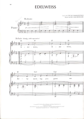 Musicals (Temas de Musicais) Edelweiss (The Sound Of Music) score for Piano