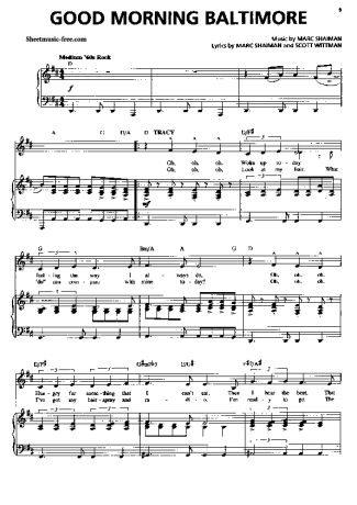 Musicals (Temas de Musicais) Good Morning Baltimore score for Piano