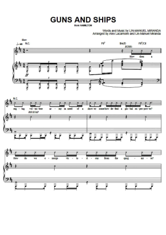 Musicals (Temas de Musicais) Guns And Ships score for Piano