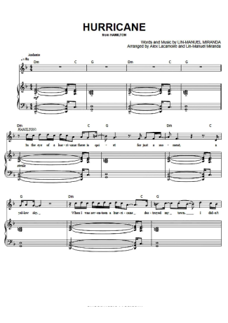 Musicals (Temas de Musicais) Hurricane score for Piano