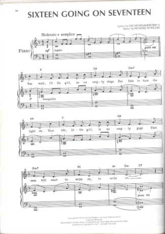 Musicals (Temas de Musicais) Sixteen Going On Seventeen (The Sound Of Music) score for Piano