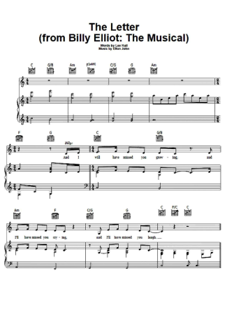 Musicals (Temas de Musicais) The Letter score for Piano