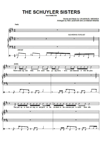 Musicals (Temas de Musicais) The Schuyler Sisters score for Piano